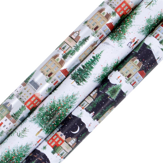 Christmas Rollwrap Collection - 3 x 4M Snowscene & Trees