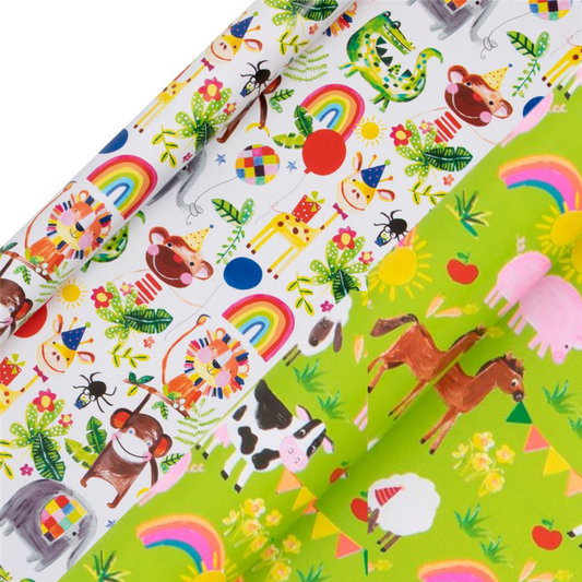 Animal Themed Rollwrap Showing A Faryard And A Jungle Option 