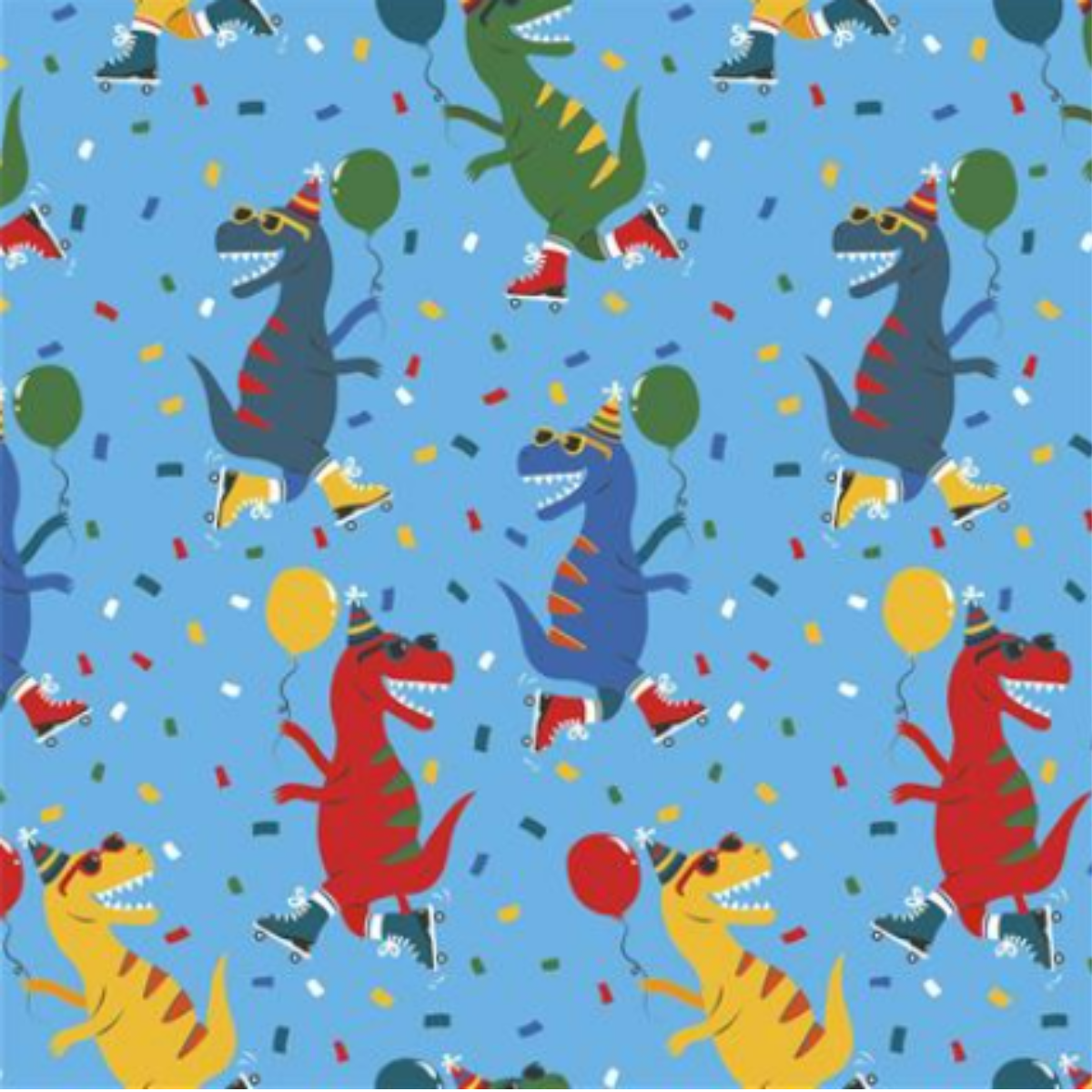 Skating Dinosaur Rollwrap Design Displayed In Full