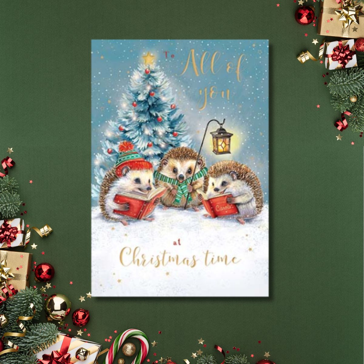 To All Of You Christmas Card - Hedgehog Carol Singers