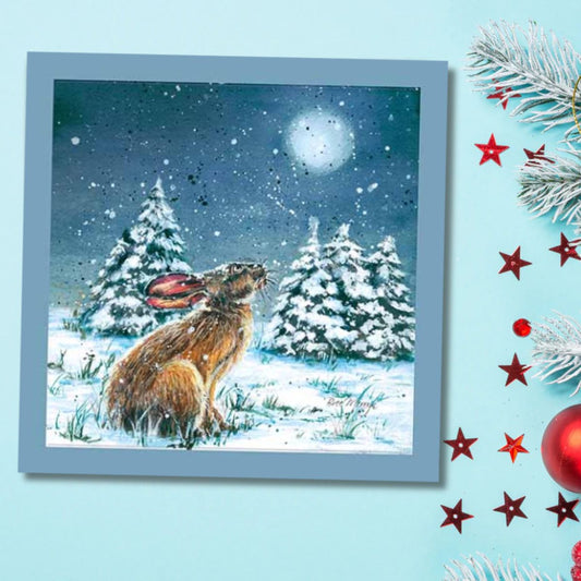 Open Christmas Card - Bree Merryn Snowy Heath Hare