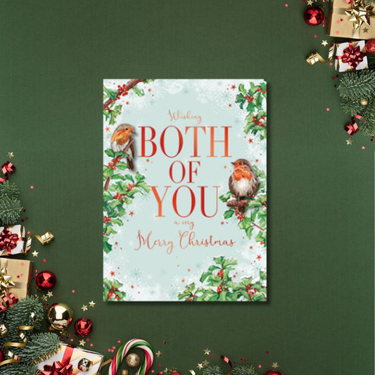 Both Of You Christmas Card - Red Robins