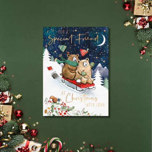 Friend Christmas Card - Sleigh Bears