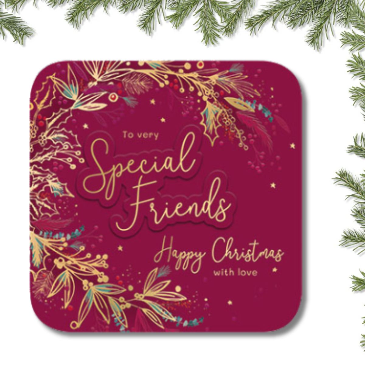 Special Friends Christmas Card - Holly & Berries