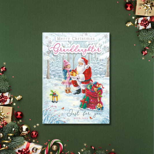 Granddaughter Christmas Card - Santa's Gift