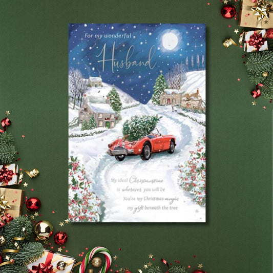 Husband Christmas Card - Delivering The Christmas Tree