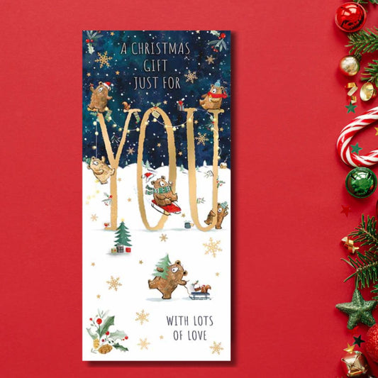 Money Wallet Christmas - Bear Family In Snow