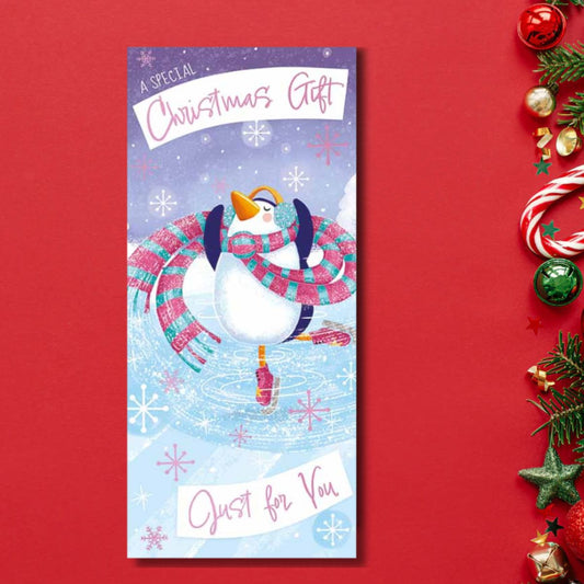 Money Wallet Christmas - Skating Penguin