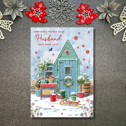 Husband Christmas Card - Garden Shed