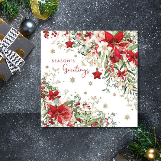 Open Christmas Card - Pizazz Festive Floral Border