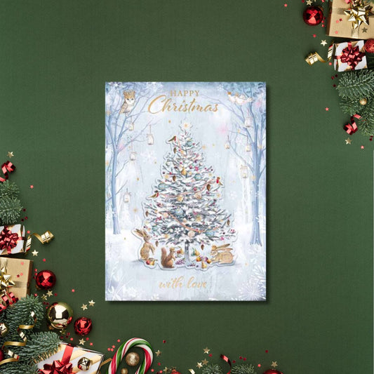 Open Christmas Card - Winter Christmas Tree
