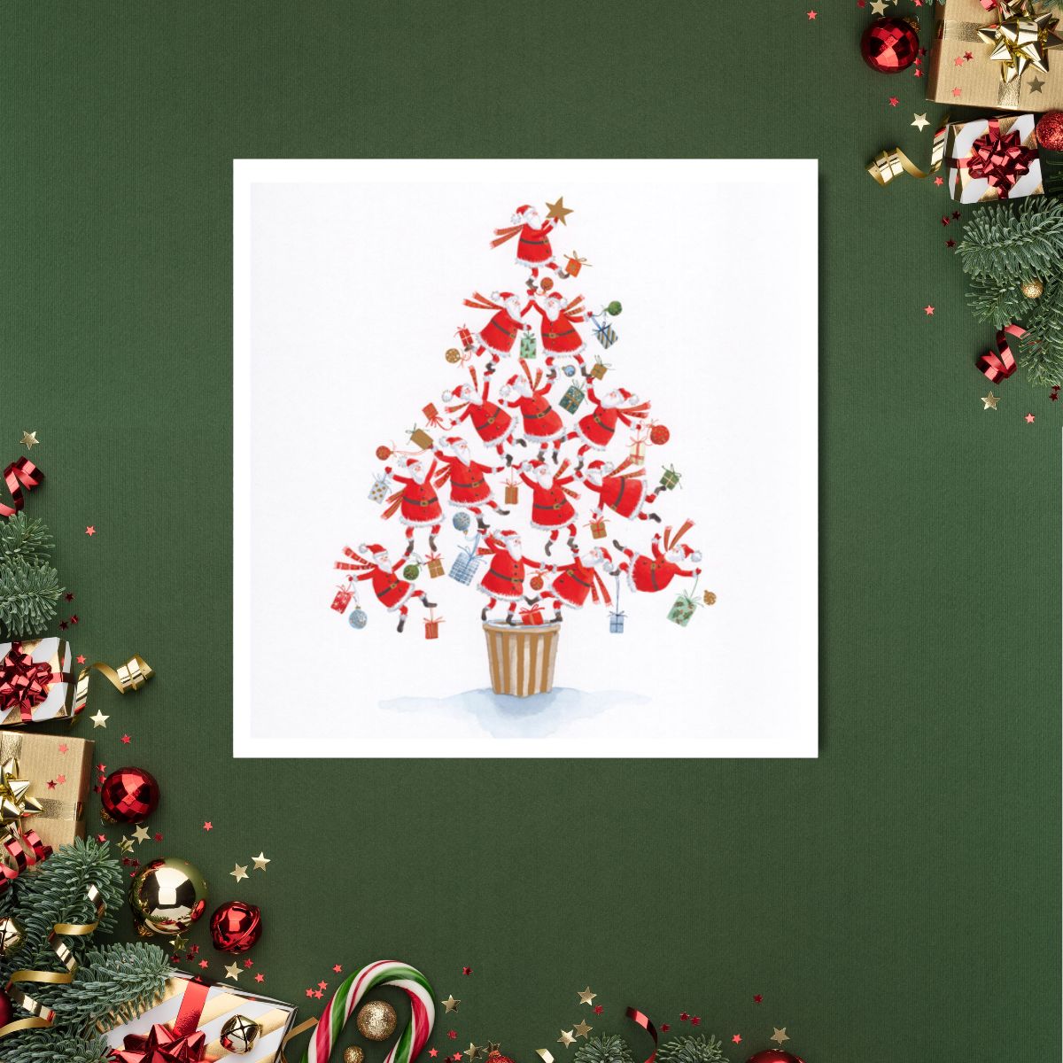 Charity Christmas Cards - 5 x Santa Tree