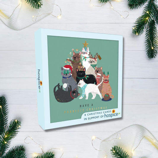 8 x Christmas Cards In Box - Purrfect Christmas