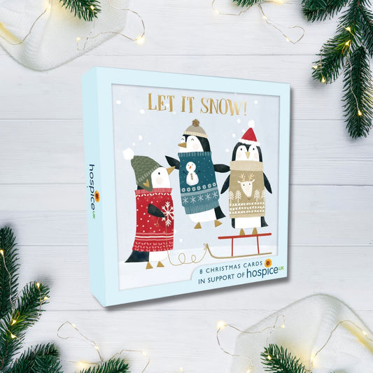 8 x Christmas Cards In Box - Playful Penguins