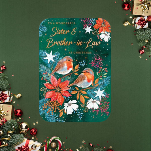 Sister & Brother-In-Law Christmas Card - Red Robins