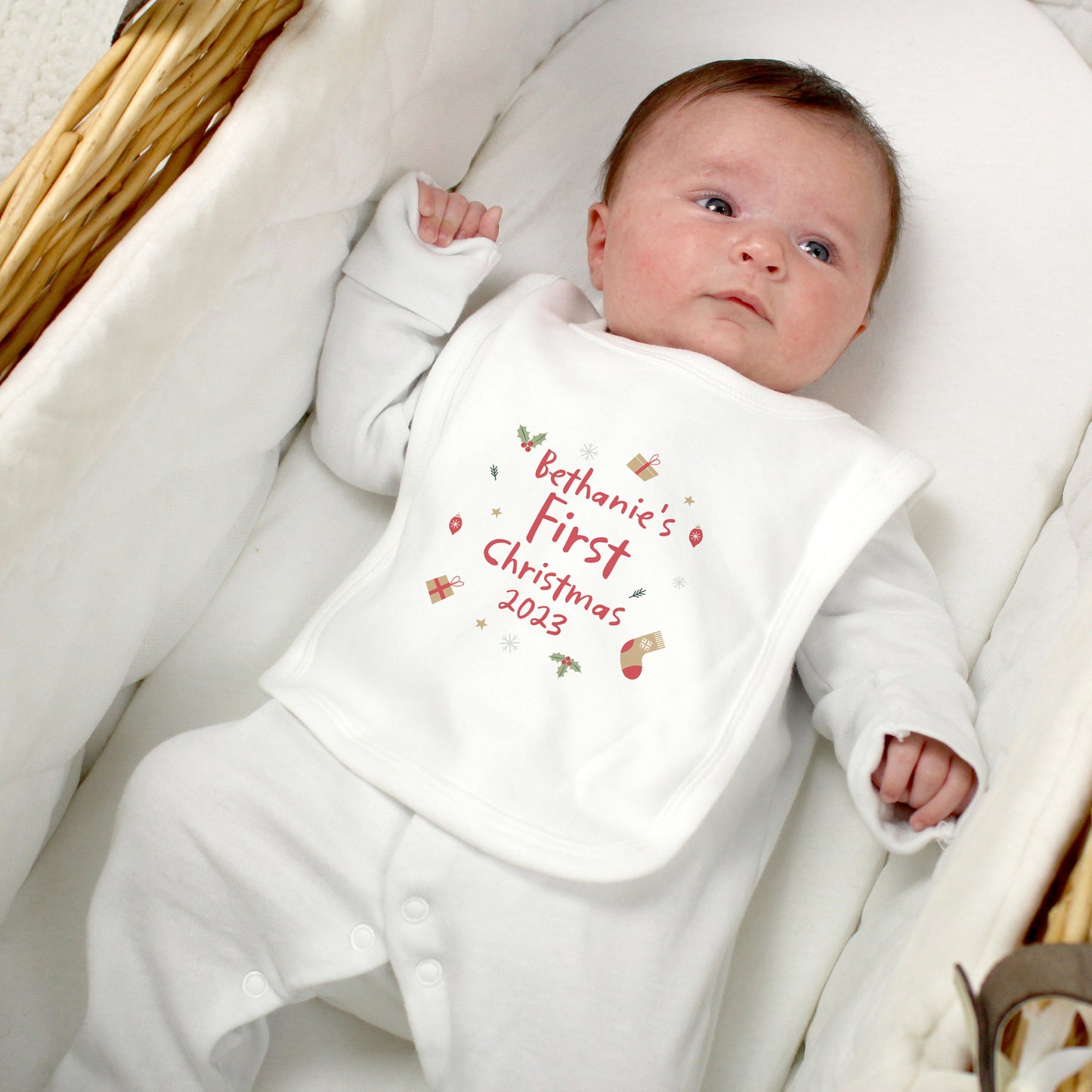 Personalised Gift - First Christmas Baby Bib