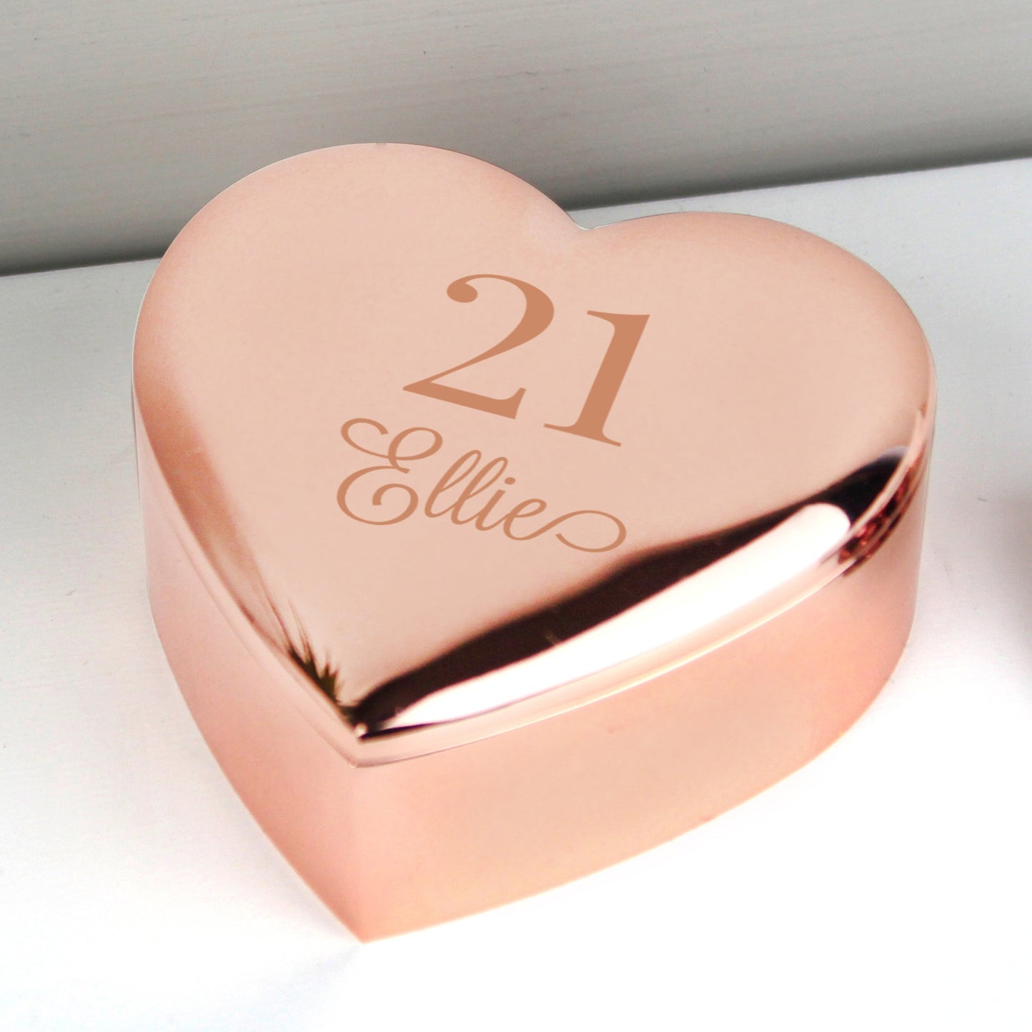 Personalised Rose Gold Heart 21st Trinket Box