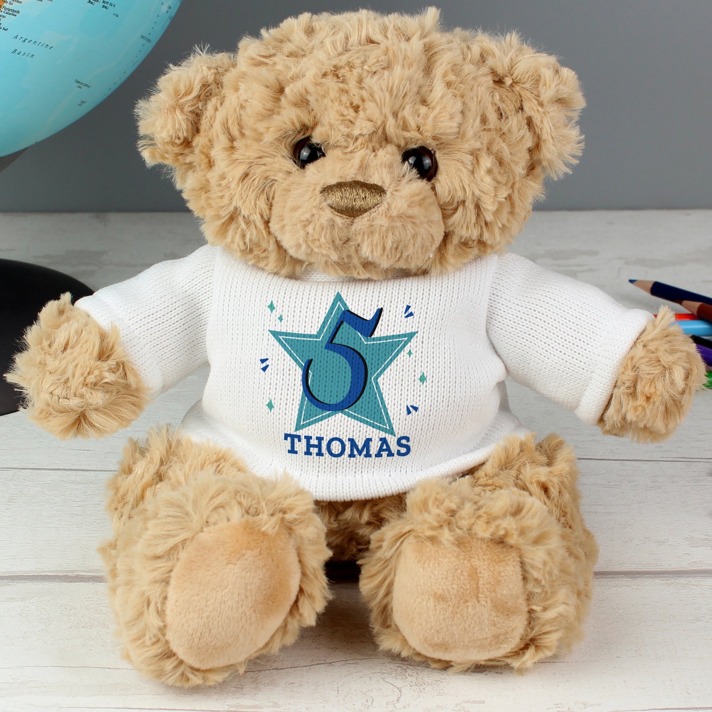 Personalised Any Age Teddy Bear Blue