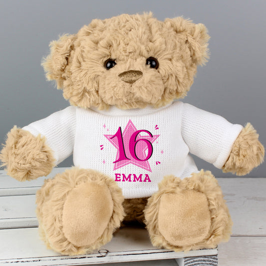 Personalised Any Age Teddy Bear Pink