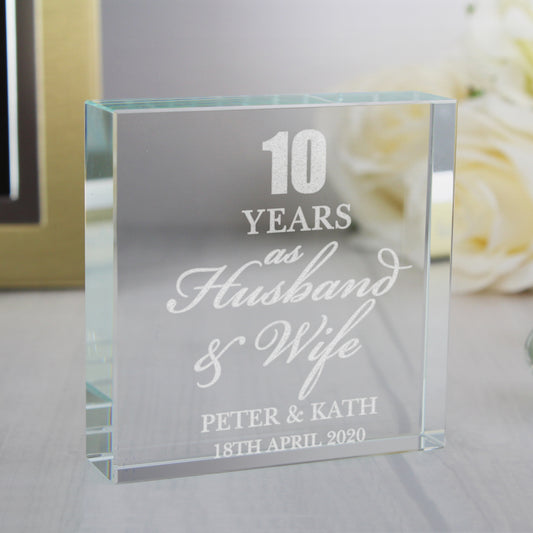 10th Anniversary Gift - Personalised Crystal Token