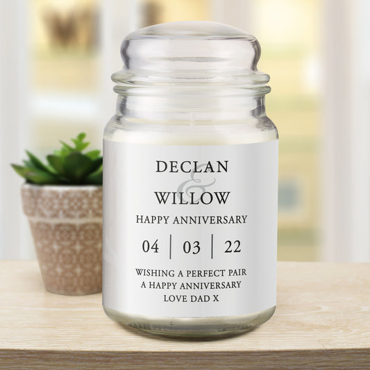 Anniversary - Personalised Large Scented Jar Candle