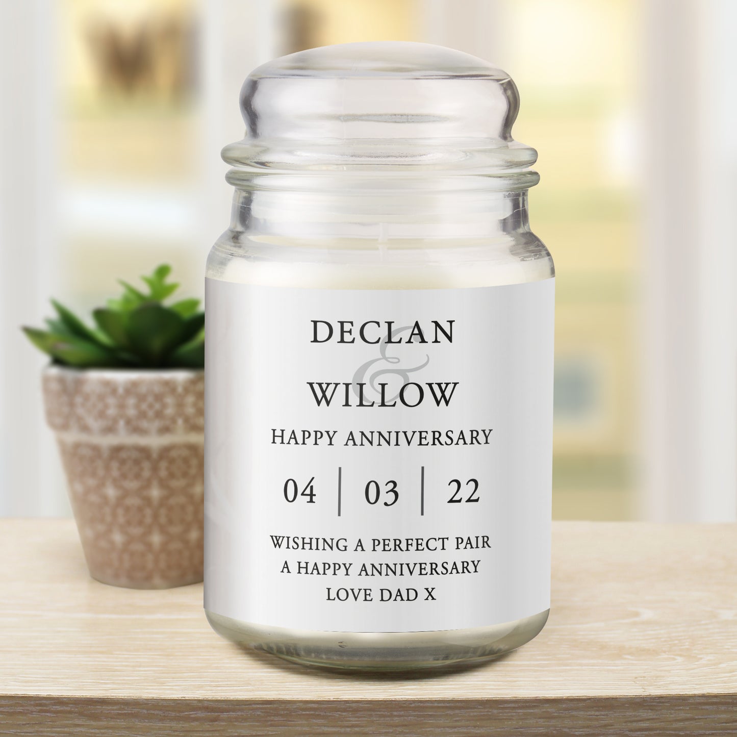 Anniversary Gift - Personalised Large Scented Jar Candle