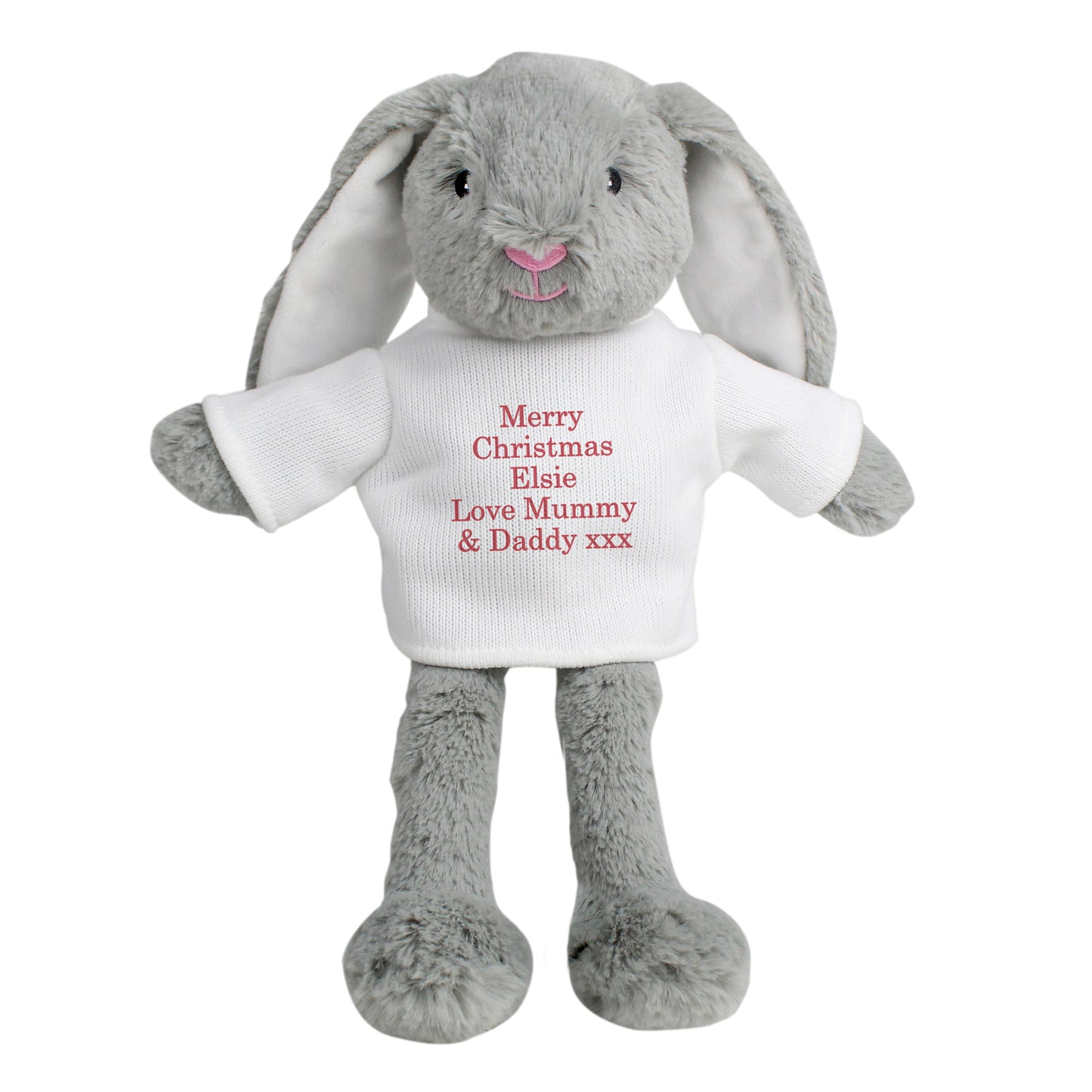 Personalised Bunny Rabbit With Christmas T Shirt Red