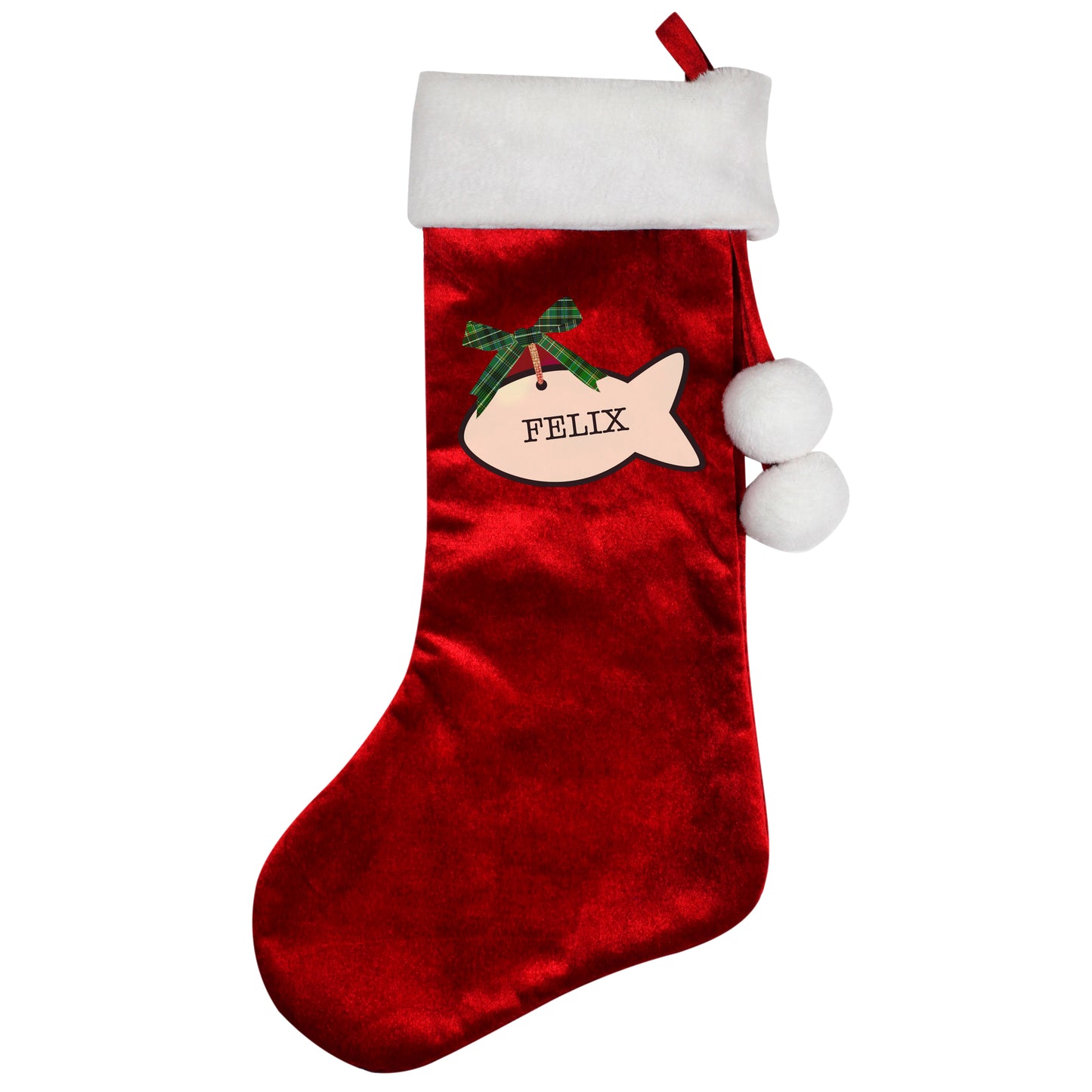 Personalised Gift - Christmas Stocking Cat Treats Luxury Red