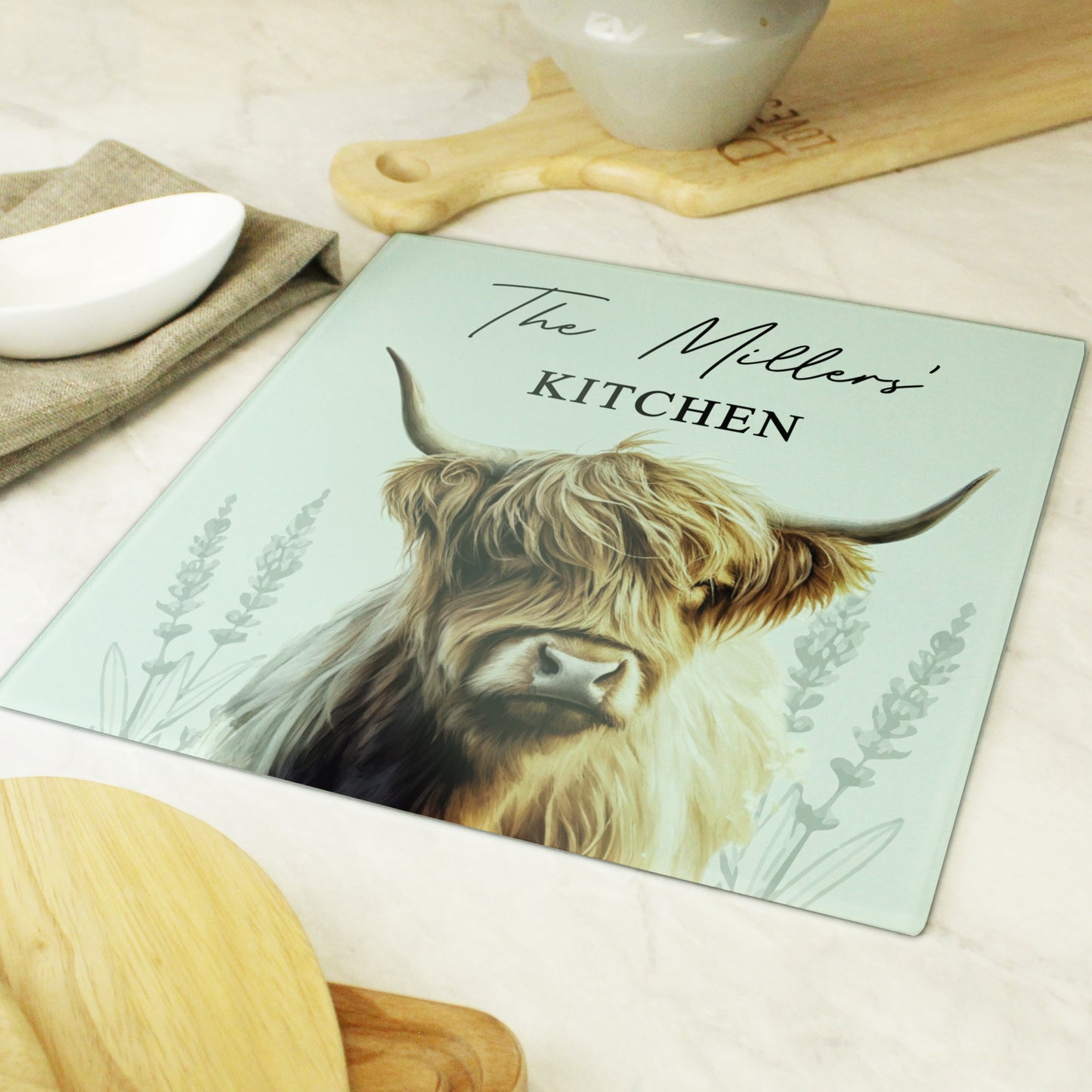 Personalised Highland Cow Chopping Board