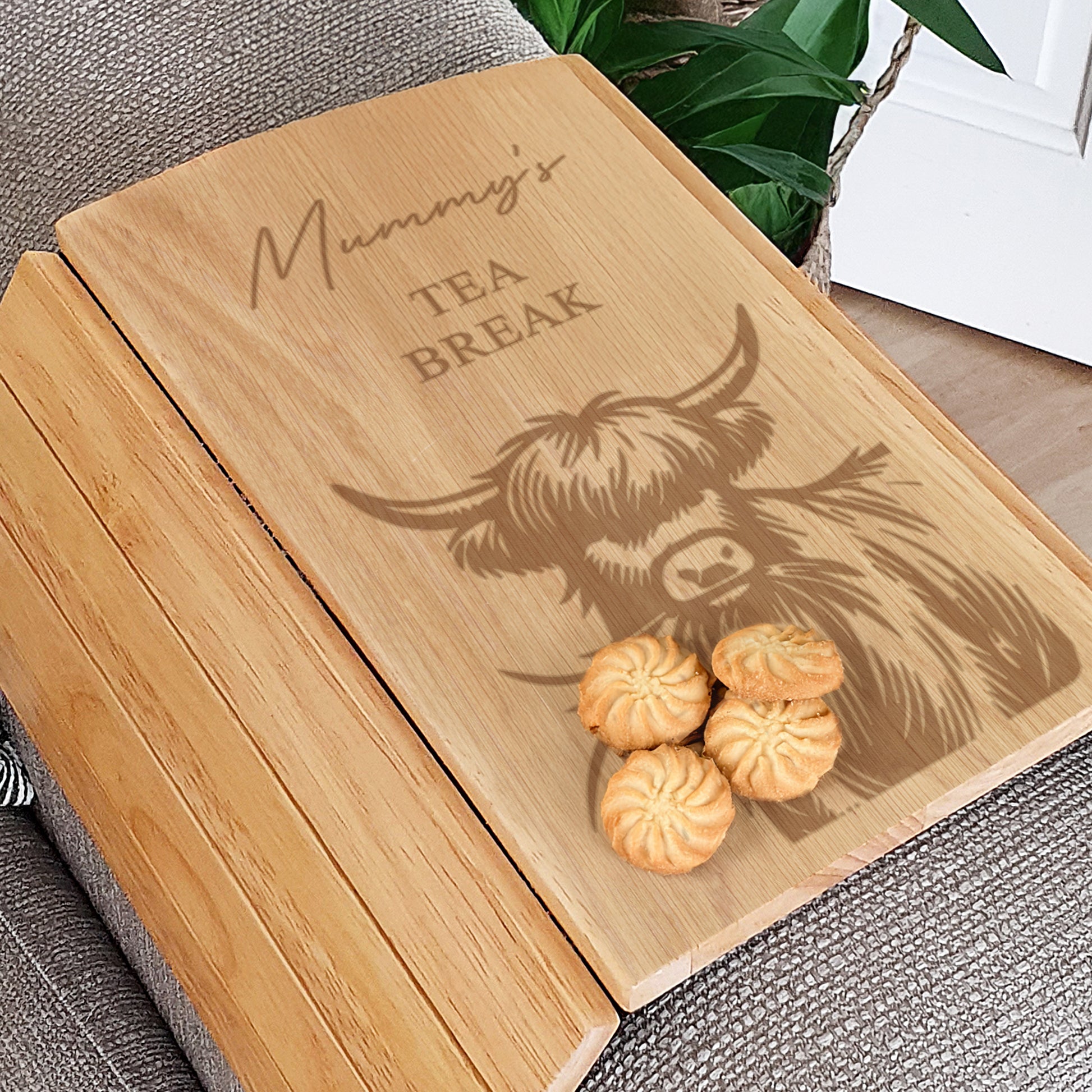 Personalised Highland Cow Sofa Tray