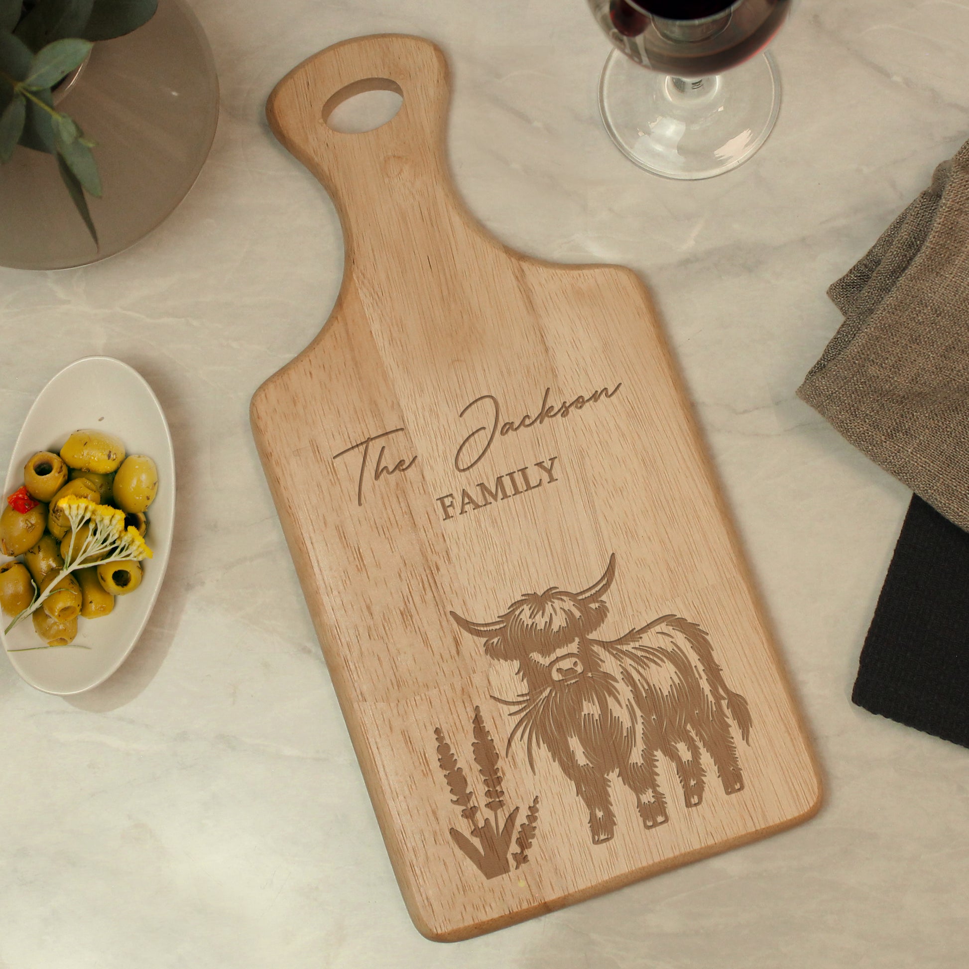 Personalised Highland Cow Chopping Board