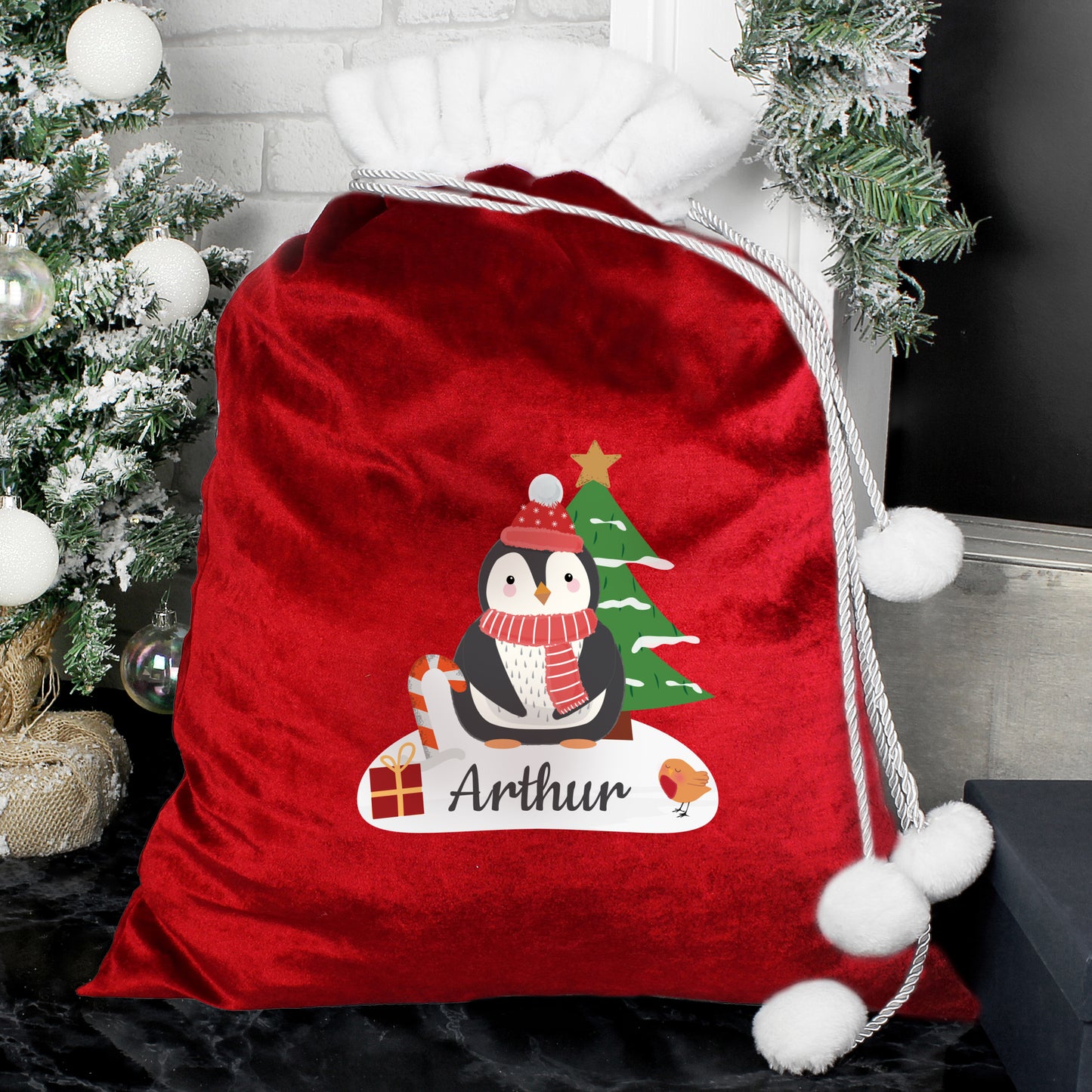 Personalised Christmas Penguin Sack