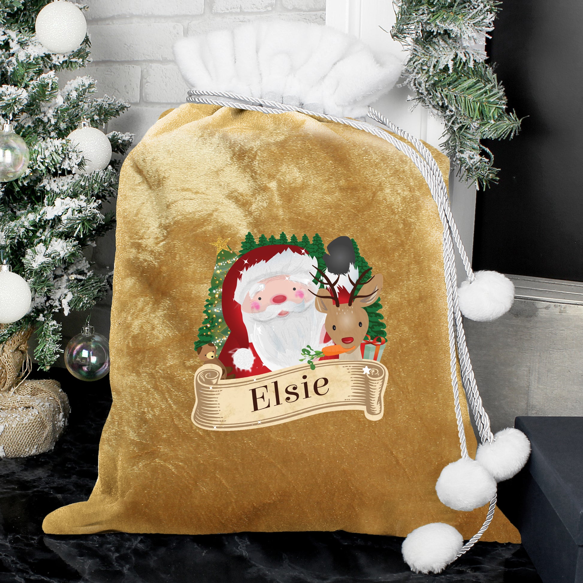 Personalised Christmas Gold Santa Sack