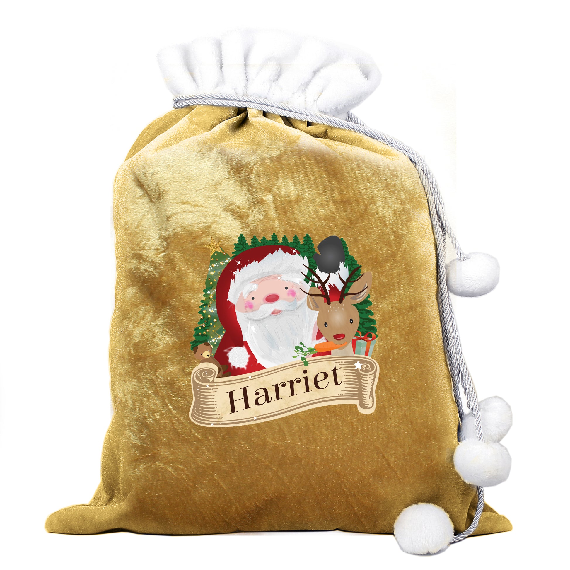 Personalised Christmas Gold Santa Sack