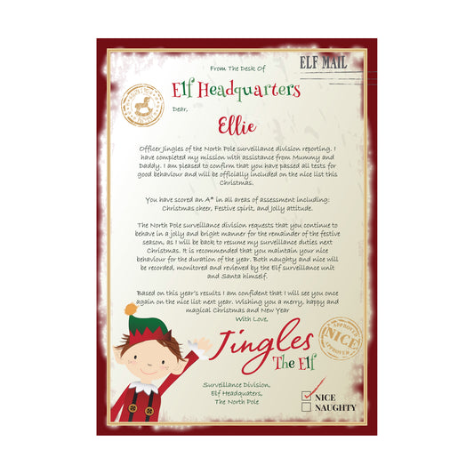 Personalised Elf Surveillance Letter