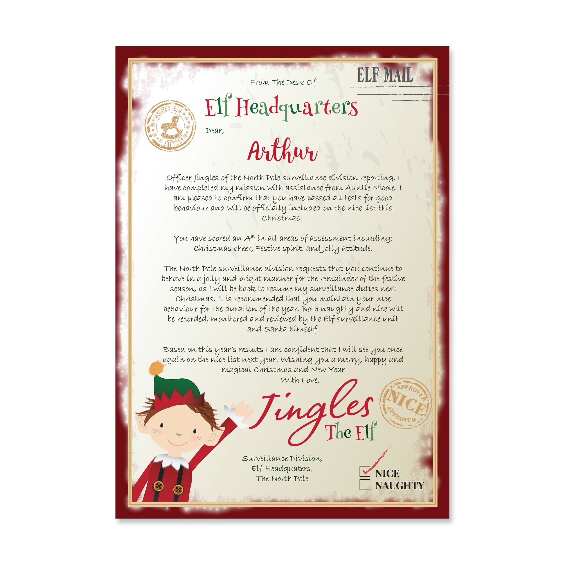 Personalised Elf Surveillance Letter