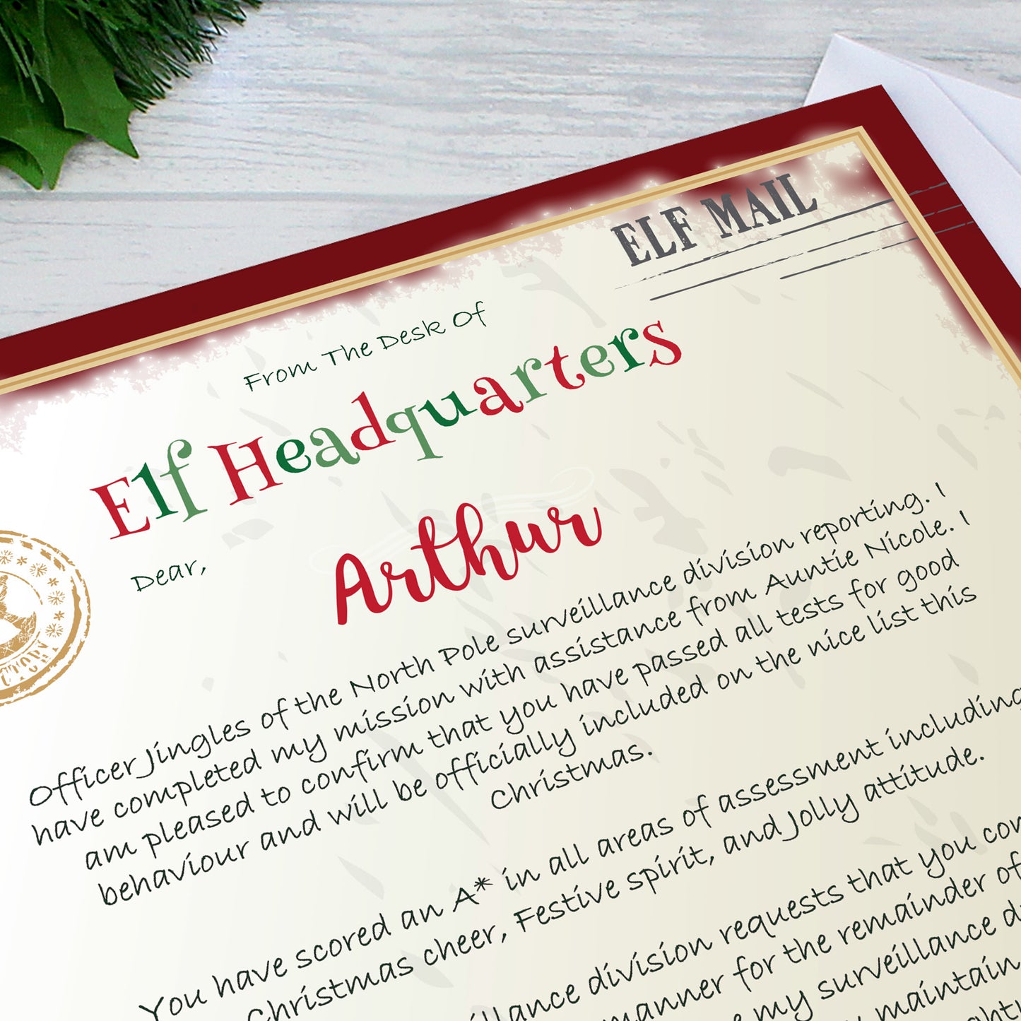Personalised Elf Surveillance Letter