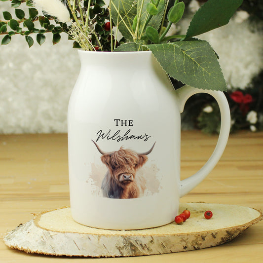 Personalised Highland Cow Flower Vase