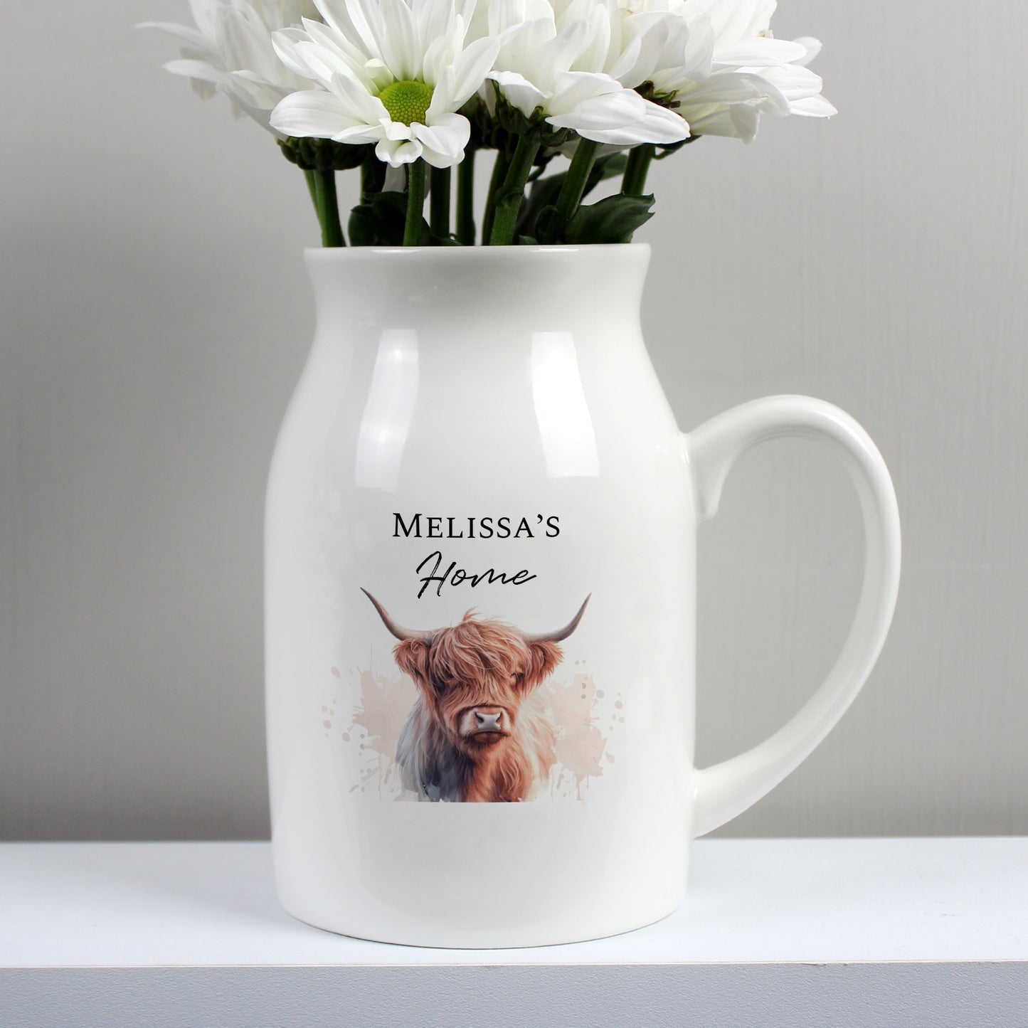 Personalised Highland Cow Flower Vase