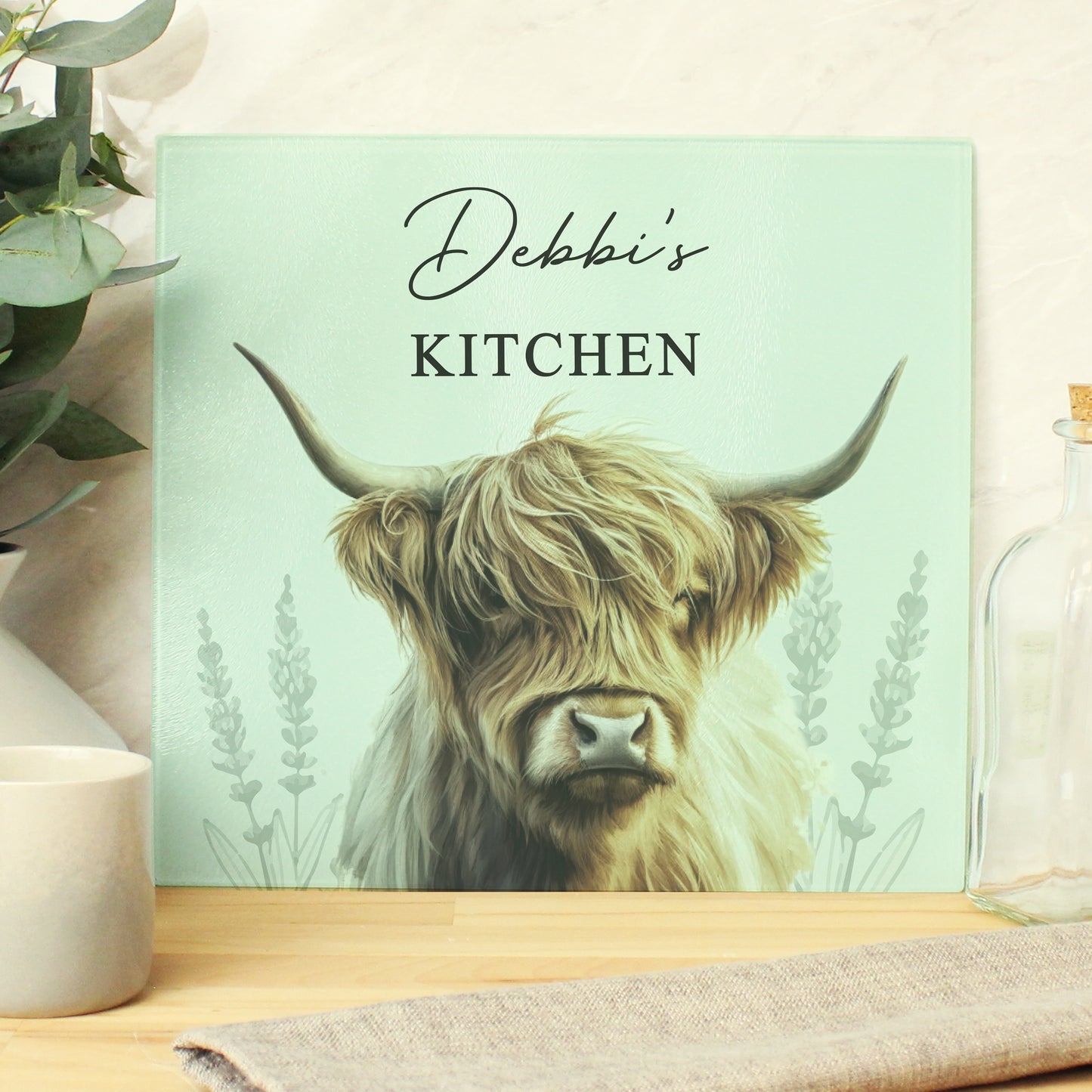 Personalised Highland Cow Chopping Board