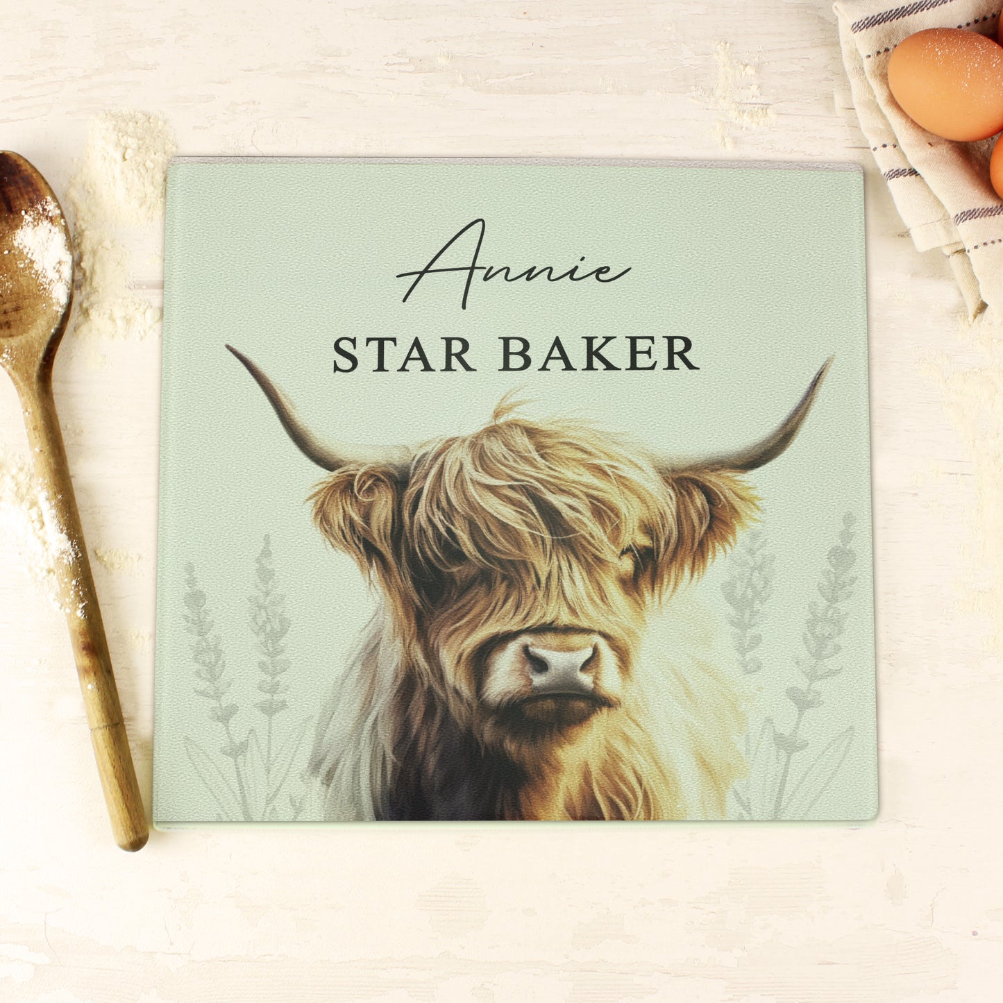 Personalised Highland Cow Chopping Board