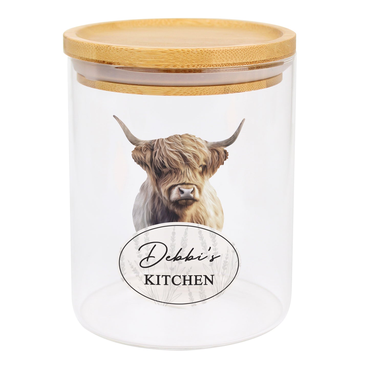 Personalised Highland Cow Glass Storage Jar