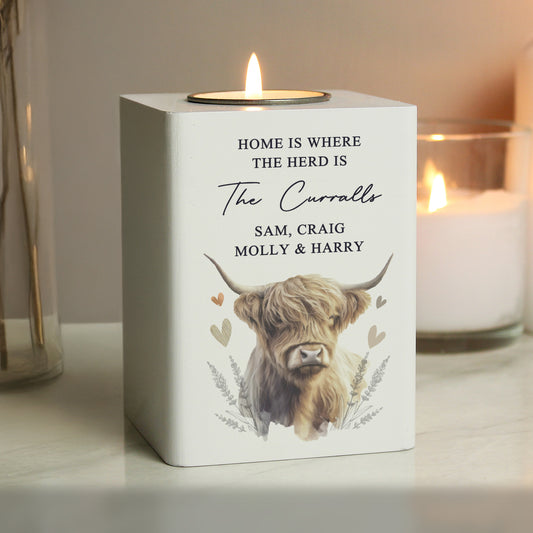 Personalised Highland Cow Tea Light Holder