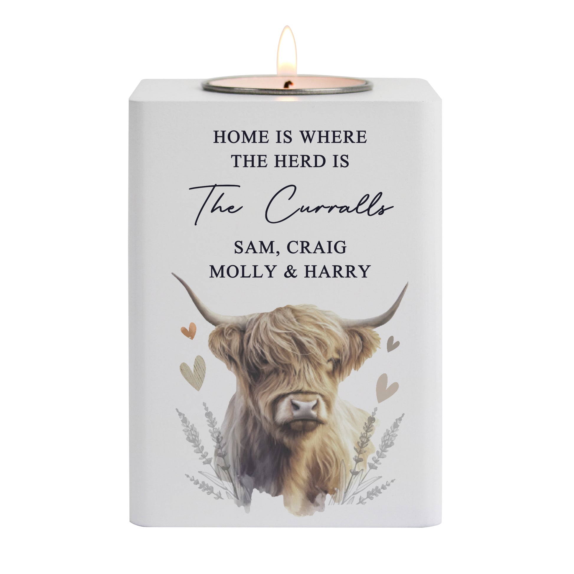 Personalised Highland Cow Tea Light Holder