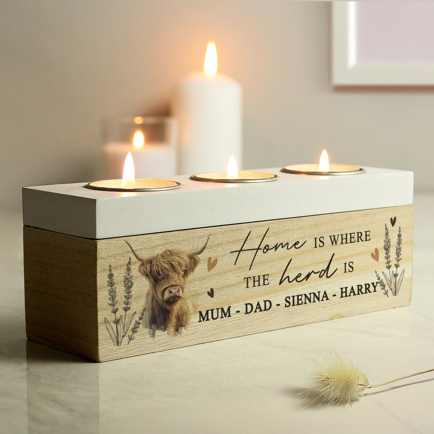 Personalised Highland Cow Tea Light Box