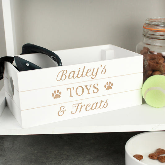 Personalised Pet White Wooden Crate