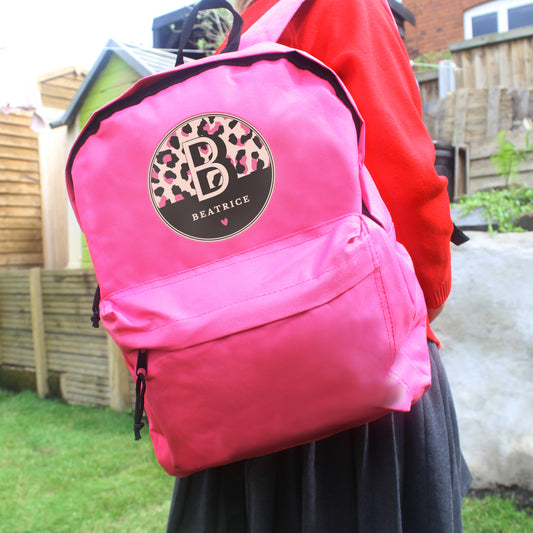 Personalised Kids Leopard Print Backpack