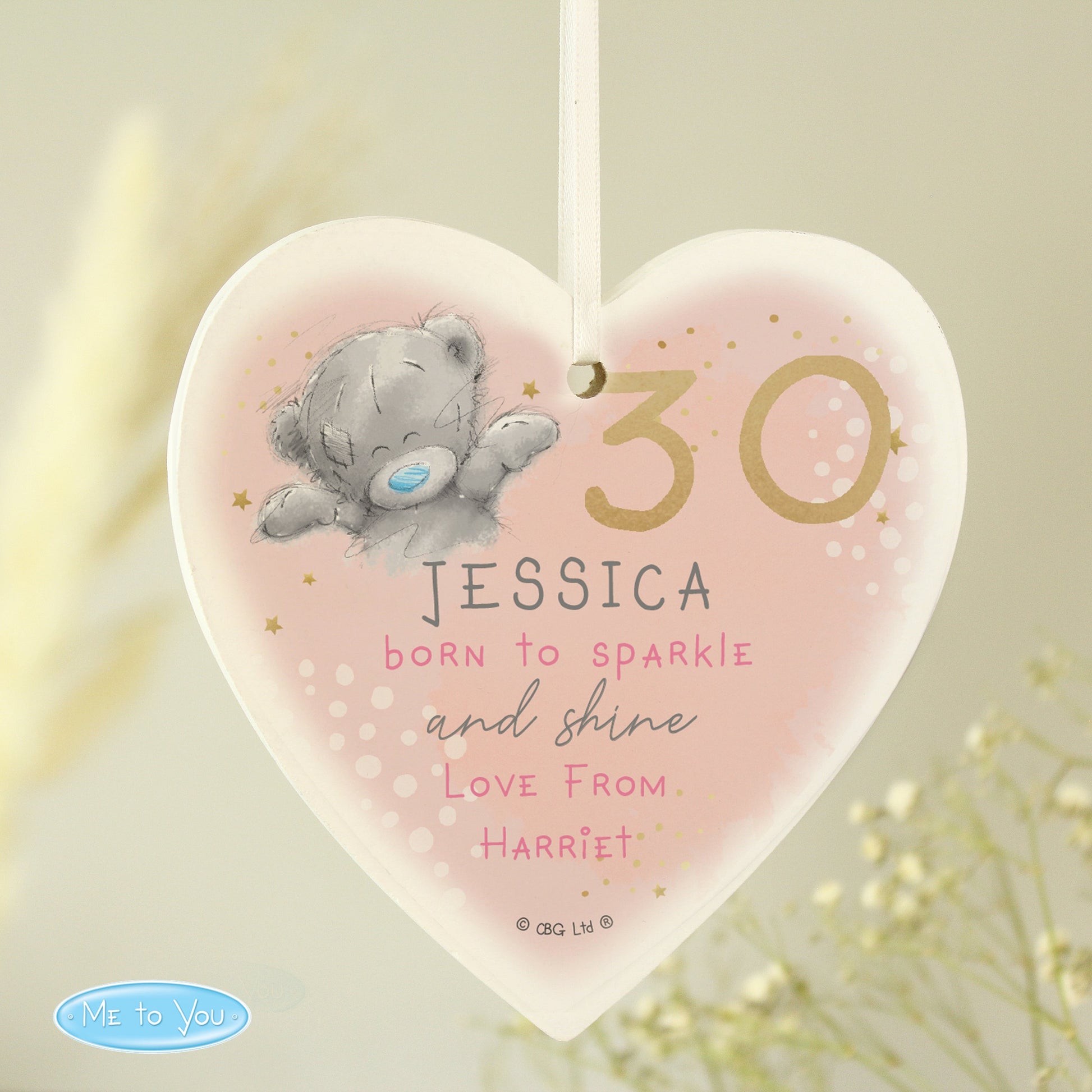 Personalised Me To You 30th Wooden Heart Decoration