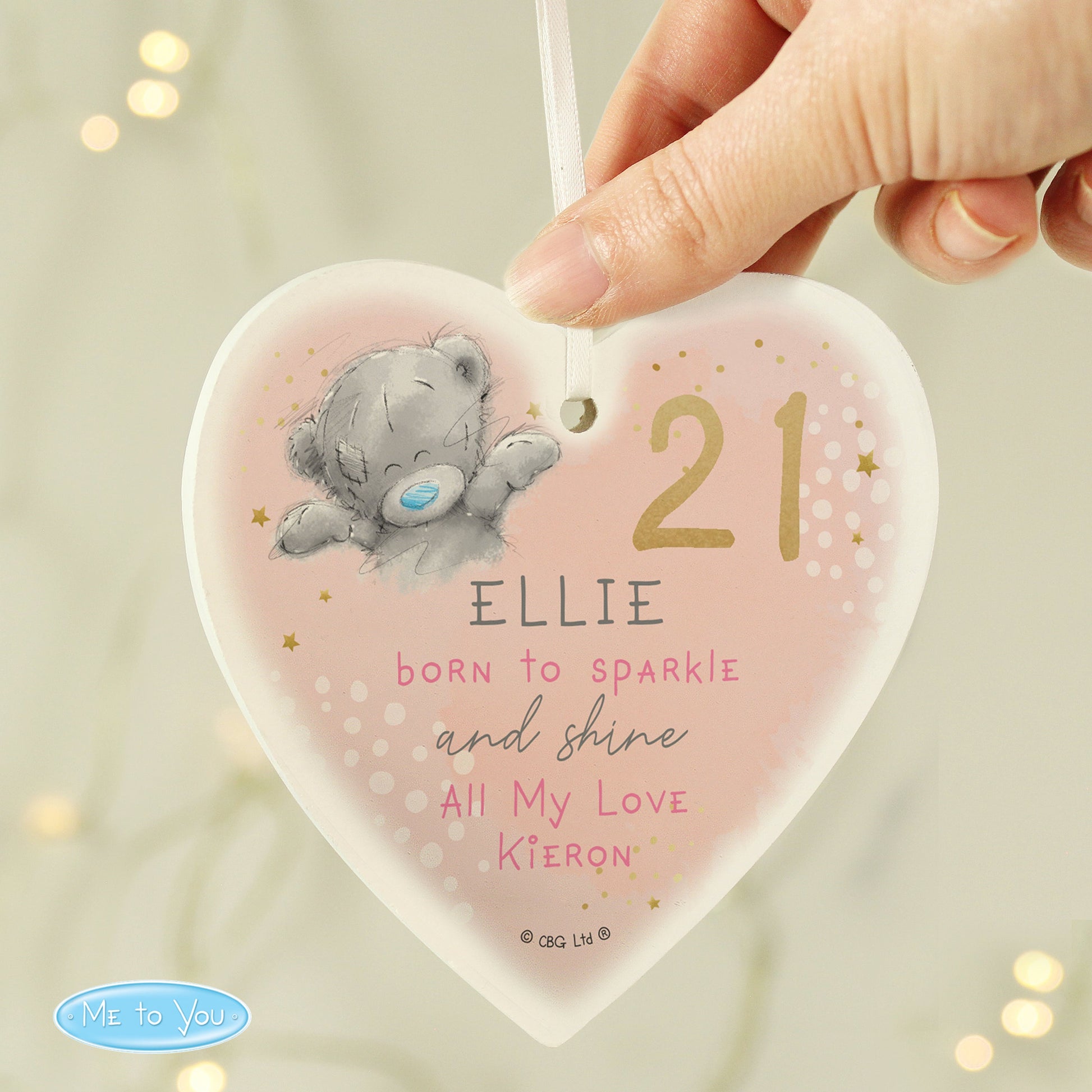 Personalised Me To You Wooden Heart 21st Decoration