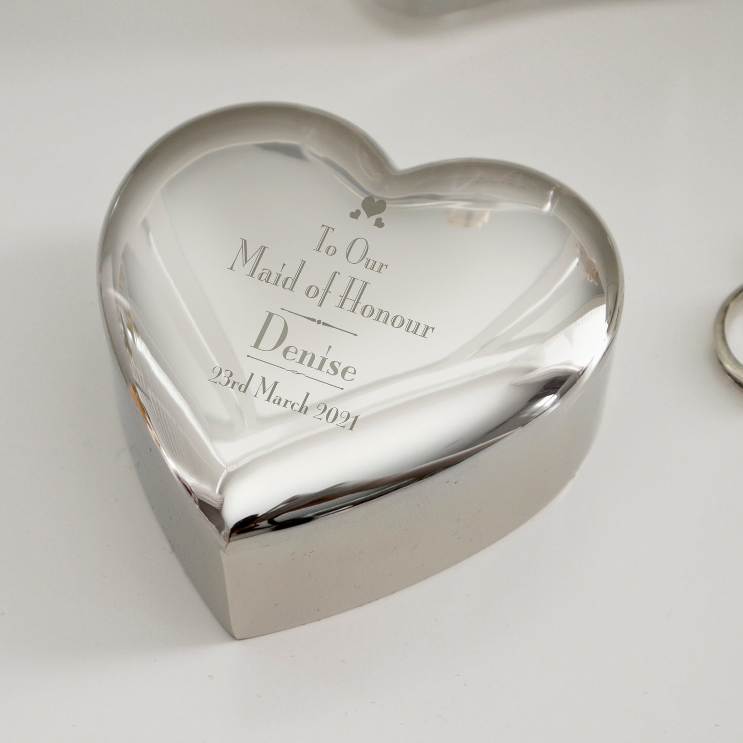 Personalised Decorative Wedding Maid of Honour Heart Trinket Box